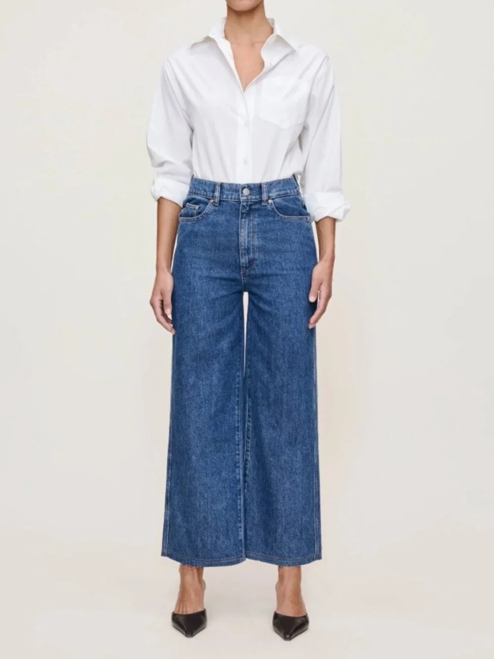 DL1961 Hepburn Wide Leg Crop Jeans Sz 30 High Rise Blue Denim 27” Inseam